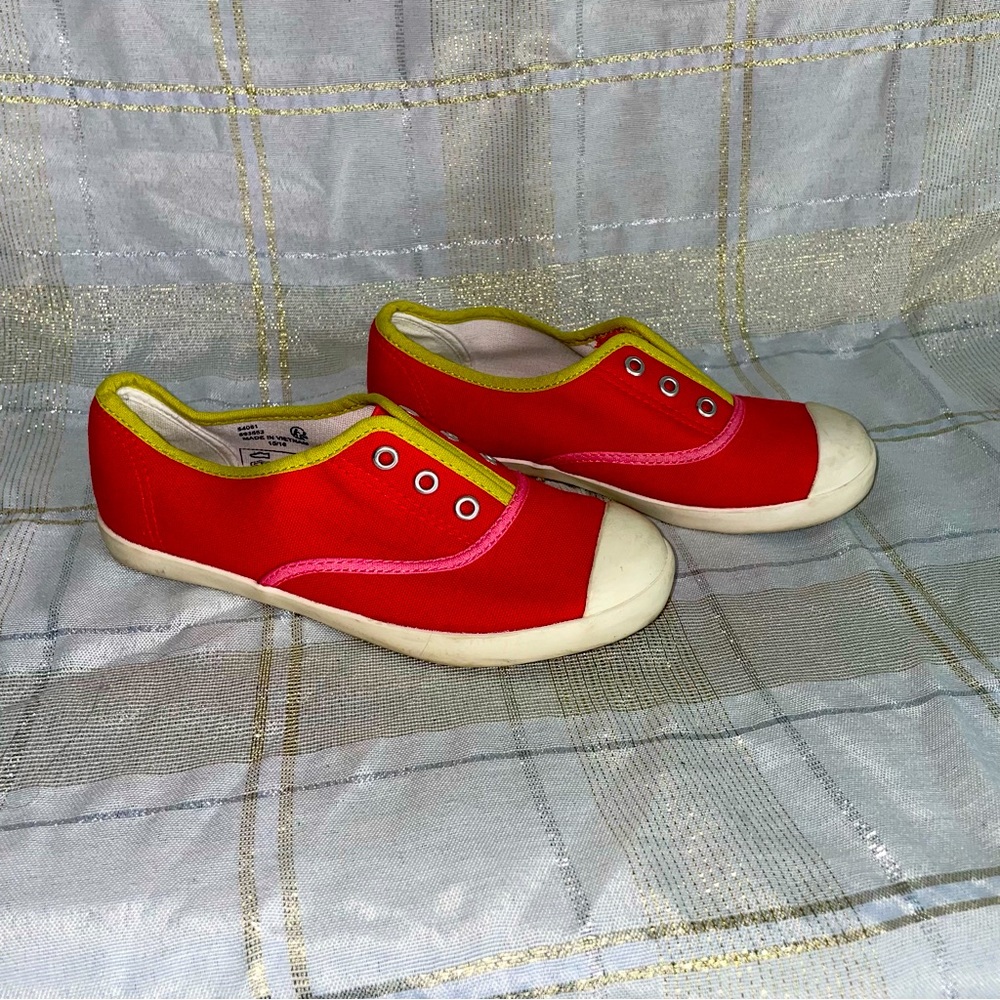 Boden red leather slip on shoes